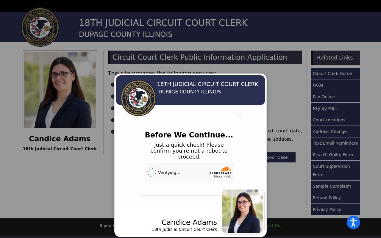 DuPage 18th Judicial Circuit case search used for an Addison resident lookup